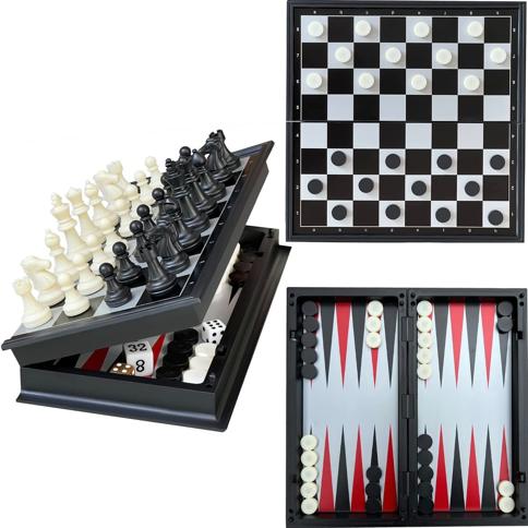 Chess Checkers Backgammon, juego de tablero de ajedrez Juego de ajedrez  plegable Exquisita mano de obra profesional para actividades familiares,  amigos, entretenimiento(METRO, azul) : : Brinquedos e Jogos