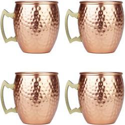 ARORA Moscow Mule Mugs set of 4,Aluminum Hammered Handcrafted Cups for Cocktail Drink, Beer Bar Party Gifts-Copper Color 19oz - Color Copper-19oz,Set of 4 - Tamaño 19oz(Pack of 4)