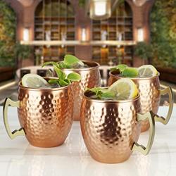 ARORA Moscow Mule Mugs set of 4,Aluminum Hammered Handcrafted Cups for Cocktail Drink, Beer Bar Party Gifts-Copper Color 19oz - Color Copper-19oz,Set of 4 - Tamaño 19oz(Pack of 4)