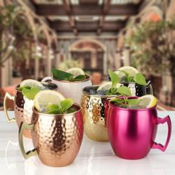 ARORA Moscow Mule Mugs set of 4,Aluminum Hammered Handcrafted Cups for Cocktail Drink, Beer Bar Party Gifts-Copper Color 19oz - Color Copper-19oz,Set of 4 - Tamaño 19oz(Pack of 4)