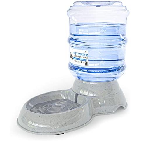 Dispensador de agua de pie para mascotas de 16.9 fl oz para perros y gatos,  2 en 1 desmontable altura ajustable sin goteo, dispensador de agua de pie
