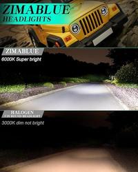 ZIMABLUE 7 inch led Headlight Round 2pc Projector 7 inch Halo led Headlight H6024 DOT Approved Hi/Lo Beam DRL Amber Turn Signal Compatible with Jeep Wrangler JK TJ CJ Compatible with Chevy and miata - Color Black