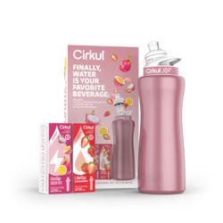 Cirkul 32oz. Rose Gold Stainless Steel Water Bottle Starter Kit with Rose Gold Lid and 2 Flavor Cartridges (1 LifeSip Strawberry, 1 GoSip Passion Fruit Dragon Fruit) No Sugar, Zero Calorie Drink Mix - Color Rose Gold - Tamaño 32 Ounce