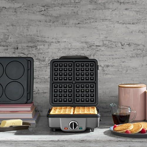 Cuisinart WAF300P1 Gofrera belga con platos para panqueques, acero