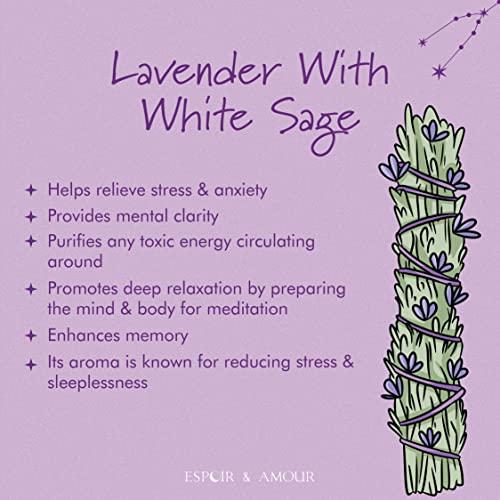 Lavender Ritual ESPOIR AMOUR Lavender Sage - 3 Spiritual White Sage Lavender for ...