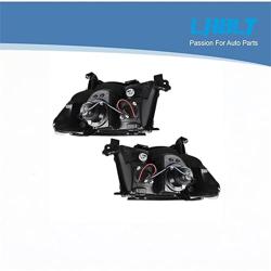 LABLT Replacement for 2005-2011 Tacoma Black Smoked LED Tube Projector Headlights Headlamps Assembly Left+Right