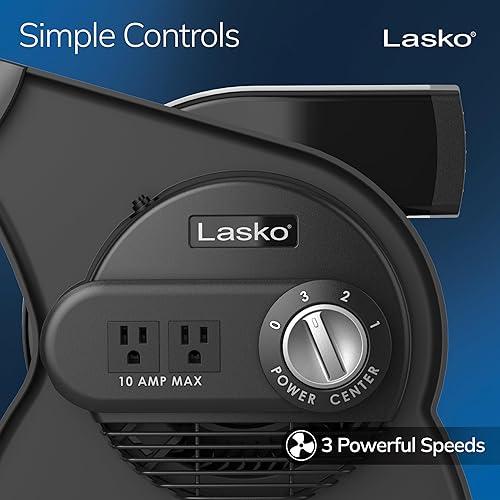Lasko High Velocity Max Performance Pivoting Utility Blower Fan, for  Cooling, Ventilating, Exhausting and Drying, Home, Job Site, 2 AC Outlets,  Circuit Breaker with Reset, 3 Speeds, 14, Black, U15617 : Precio Guatemala