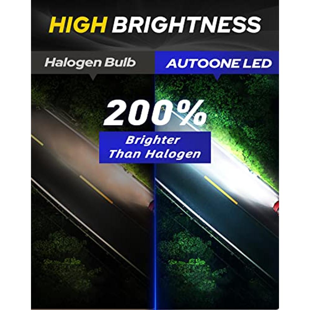  AUTOONE Bombilla LED H7 mejorada de 6000 K, color blanco, bombillas  LED H7 400% más brillantes con turbofán, no requiere adaptador Plug and  Play, bombilla de repuesto halógena sin polaridad de
