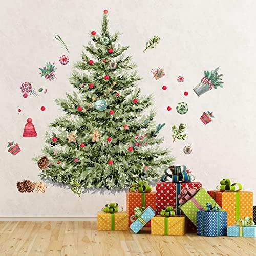 59x47inch Large Christmas Tree Wall Decals DIY Watercolor Decal