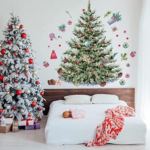 59x47inch Large Christmas Tree Wall Decals DIY Watercolor Decal