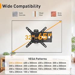 Perlegear Long Arm TV Wall Mount for 32-65″ TVs, 37.4 Long Extension Corner TV Mount, Max VESA 400x400mm, Articulating Arms Full Motion Wall Mount Bracket with Swivel and Tilt, Holds up to 110 lbs
