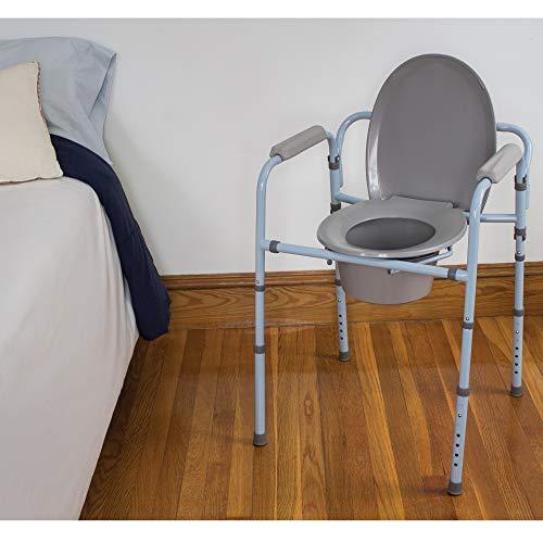  MBROS Inodoro portátil para adultos con orinal, cómoda de  cabecera para personas mayores, silla plegable con respaldo de  reposabrazos, silla de baño para adultos para el hogar, ancianos,  discapacitados, mujeres embarazadas