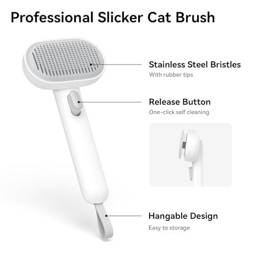 aumuca Cat Brush with Release Button, Cat Brushes for Indoor Cats