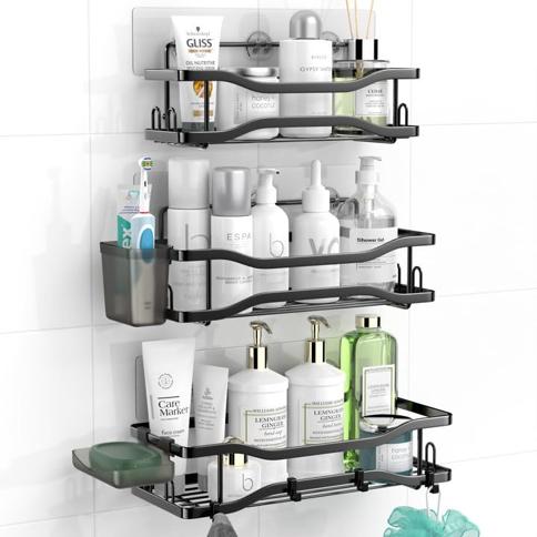 KINCMAX Shower Caddy Shampoo Holder Organizer Adhesive Bathroom Shelf  Stainless Steel
