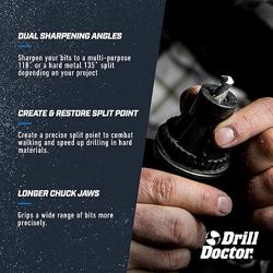 Drill Doctor DD500X Twist Drill Bit Sharpener - 3/32 to 1/2 - Electric Sharpener - High Speed  Portable - For Steel, Masonry, Carbide  Tin-Coated Drill Bits - Adjustable 118° or 135° Angle - Tipo de paquete Standard Packaging