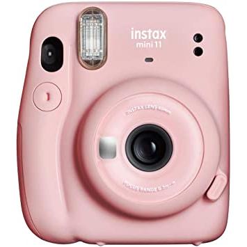  Fujifilm Instax Mini 11 - Álbum de fotos para cámara instantánea  (50 hojas), color rosa rubor + funda personalizada + película Fuji Instax  (50 hojas) : Electrónica