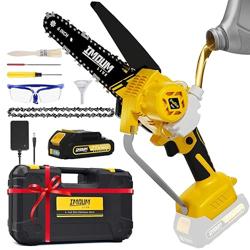 Mini Chainsaw Cordless 6inch, Battery Powered Pruning Saw, Powerful Electric Chain Saw with Auto Oiler, Brushless Motor, Super Lightweight, Portable, Small, Handheld for Famale, Old Man as a Gift