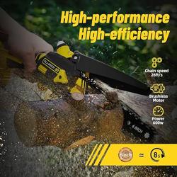 Mini Chainsaw Cordless 6inch, Battery Powered Pruning Saw, Powerful Electric Chain Saw with Auto Oiler, Brushless Motor, Super Lightweight, Portable, Small, Handheld for Famale, Old Man as a Gift