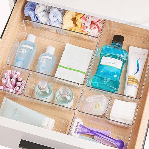 Clear Plastic Drawer Organizer Set - 25 Pcs Desk Makeup Drawer