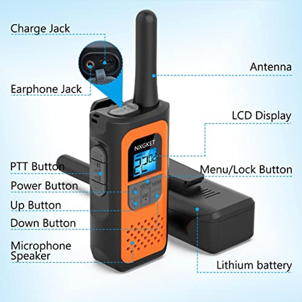 Walkie Talkies de largo alcance para adultos, paquete de 6 Radios