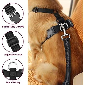 Lukovee - arnés de seguridad para perro con cinturón de seguridad, arnés de  seguridad ajustable para mascotas, doble tejido de malla transpirable con