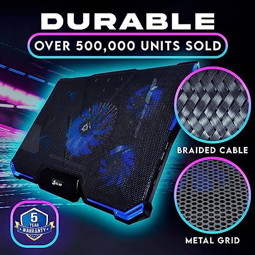 KLIM Cyclone Laptop Cooling Pad with 5 Quiet Fans New 2023 Gaming Laptop Cooling Pad