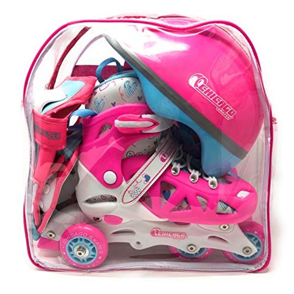 Chicago Skates Girls Inline Training Skate Combo Set Pinkpurple Small Sizes 10 13 Precio 