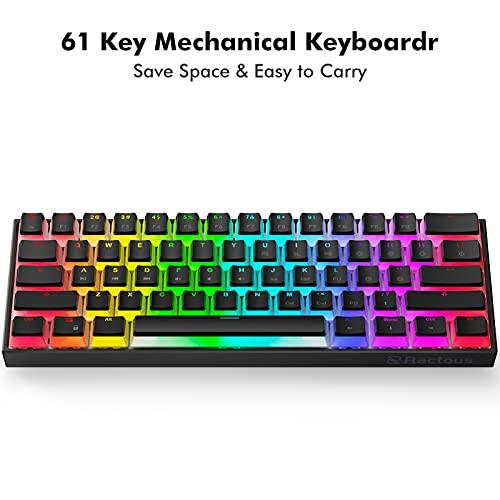 Ractous RTK63 60% 63Teclas RGB Teclado Mecánico para Juegos Interruptores  USB Cableado Azul 750081560787