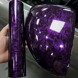 LZLRUN Forged Gloss Carbon Fiber Black Vinyl Wrap Roll Air Release Sticker Sheet Film DIY Decal Car Auto Vehicle Morotcycle Self Adhesive (1ft x 3.5ft, Purple) - Color Purple - Tamaño 1ft x 3.5ft