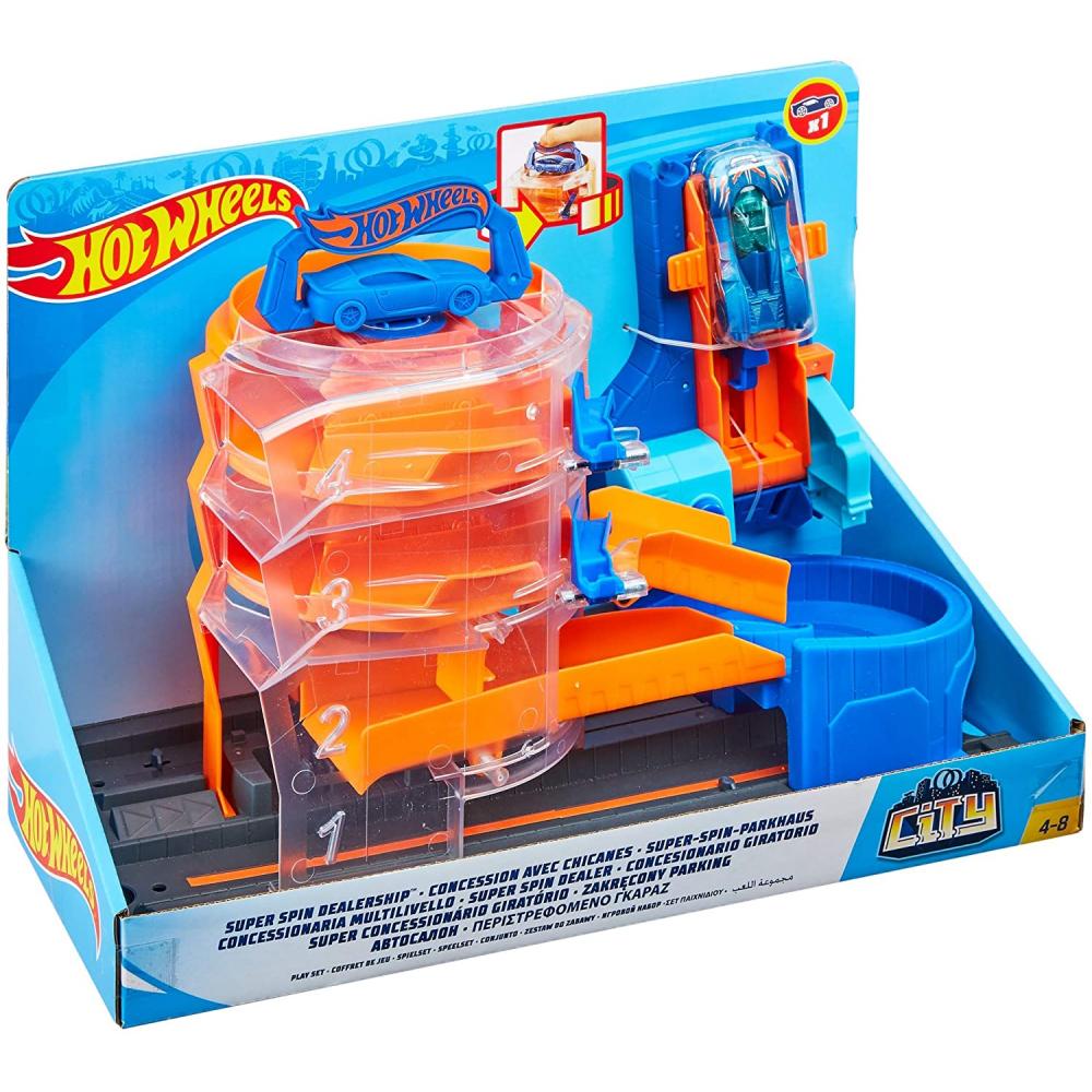 Set De Juego Super Spin Dealership Hot Wheels City