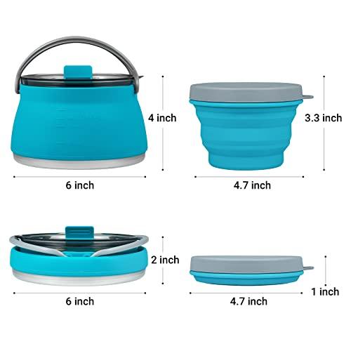 EEZEE Collapsible Camping Kettle Portable Travel Kettle Folding Silicone Camping Cook Pot