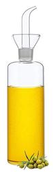 HAIZEEN 17oz/500ml Clear Glass Olive Oil Dispenser Bottle - Oil and Vinegar Cruet with Non Drip Pourers and NO Funnel Needed - Olive Oil Carafe Decanter for Kitchen and BBQ - Diseño 17 oz/500 ml