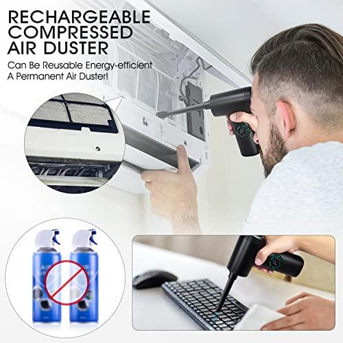 Upgraded Cordless Electric Compressed Air Duster -Blower & Vacuum  2-in-1,Replaces Canned Air Spray Cleaner for Computer Keyboard