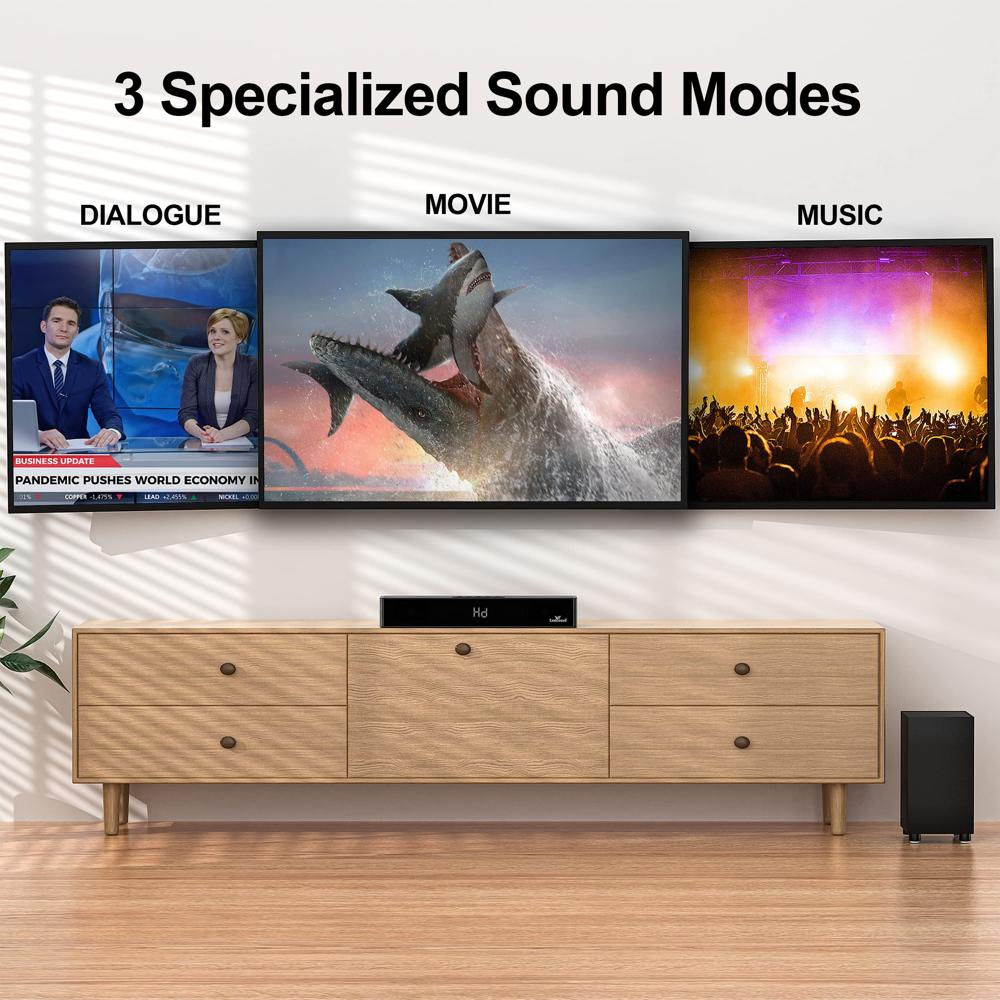 LARKSOUND Soundbar with Subwoofer, 2.1 Sound Bar for TV, PC,