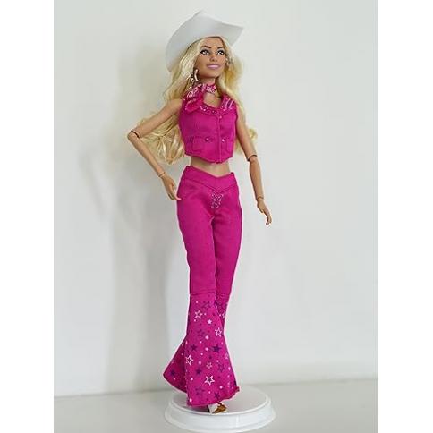 Barbie: The Movie Collectible Doll Margot Robbie as in Pink Western Outfit,  Pink,silver