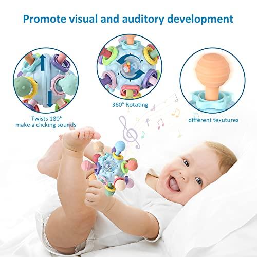 Juguetes Montessori 3 en 1 para bebés de 0-3-6-9-12 meses, juguetes de  dentición para bebés, juguetes sensoriales de forma de color, juguetes