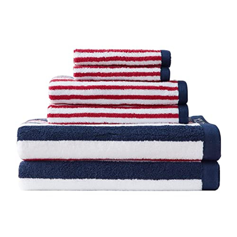 Nautica 6 Piece Bath Towels Set, Soft Absorbent Cotton, Medium Weight