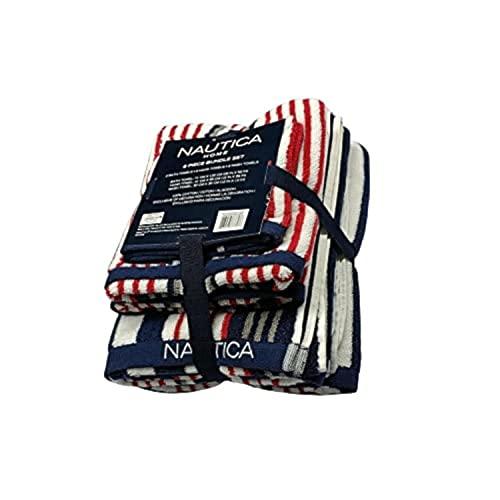 Nautica 6 Piece Bath Towels Set, Soft Absorbent Cotton, Medium Weight