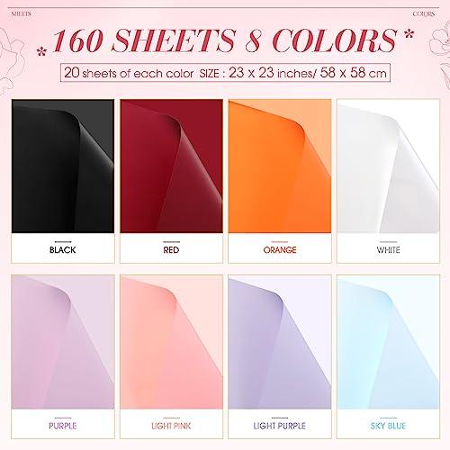 160 Sheets Double Color Flower Wrapping Paper Thick Waterproof