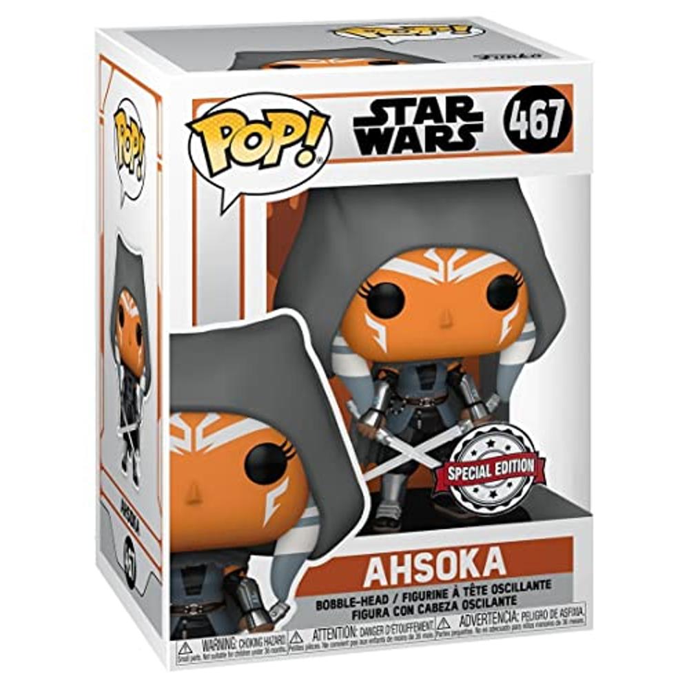 Funko Pop! Star Wars: The Mandalorian - Hooded Ahsoka with Dual Sabers  Vinyl Bobblehead, Amazon Exclusive