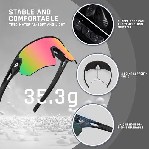 Prmape Gafas De Sol Deportivas Ciclismo, Gafas De Ciclismo Hombre Y Mujer, Gafas Running Polarizadas, Lentes De Sol Bicicleta UV400 Para Motociclismo Correr Esquí Béisbol Montañismo Pesca