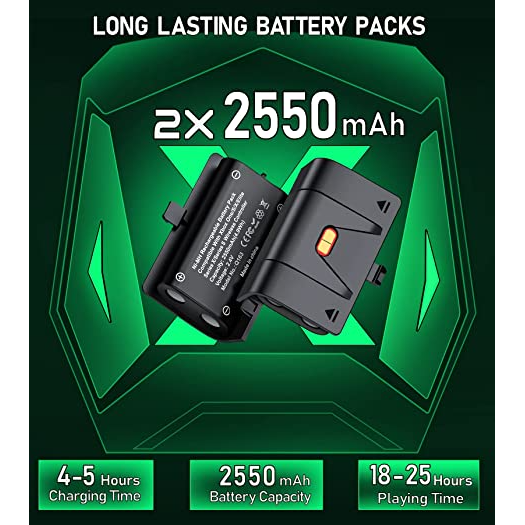 Estación de carga de controlador con 2 paquetes de baterías recargables de 2  x 2550 mAh para Xbox One/Series X