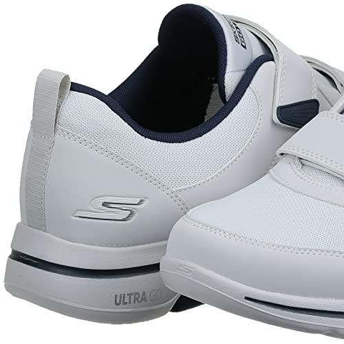 Skechers Mens Gowalk-Athletic Hook and Loop Walking Shoes | Two Strap  Sneakers | Air-Cooled Foam, White/Navy, 11 X-Wide