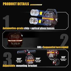 Future Eyes 120W LED Motorcycle Lights, High  Low Beam, Amber Fog Light, Waterproof Off-Road Auxiliary Headlight for Night Riding, ATV, UTV, and Motorcycle Fog  Driving Lights