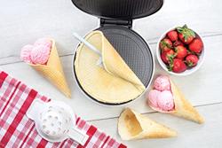 Waffle Cone  Ice Cream Bowl Maker- Cup Press  Shaper Roller- 8 PFAS Free Plates, Electric Non-stick Waffler Iron Machine- DIY Homemade Dessert Treats, Summer Sundae Bar Kitchen Appliance or Gift