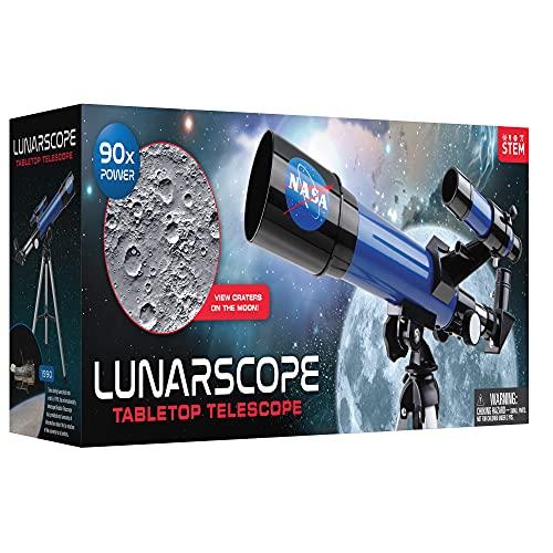 Telescopio lunar de la NASA para niños, aumento de 90x, incluye dos  oculares, trípode de mesa y alcance buscador, telescopio para niños para