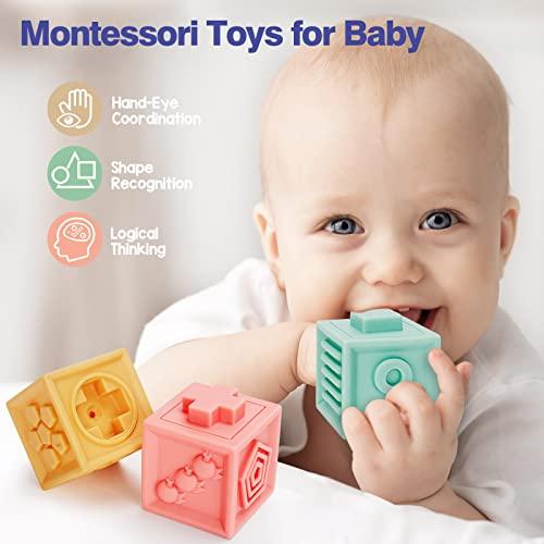Jyusmile Juguetes para bebés de 6 a 12 meses, juguetes Montessori para  bebés de 6 a 12 meses, incluye bloques de construcción apilables, juguetes