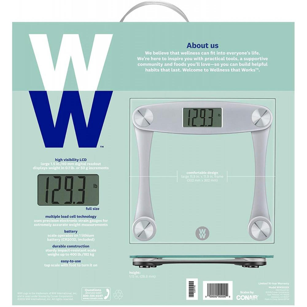 Báscula de baño digital de vidrio de WW Scales by Conair
