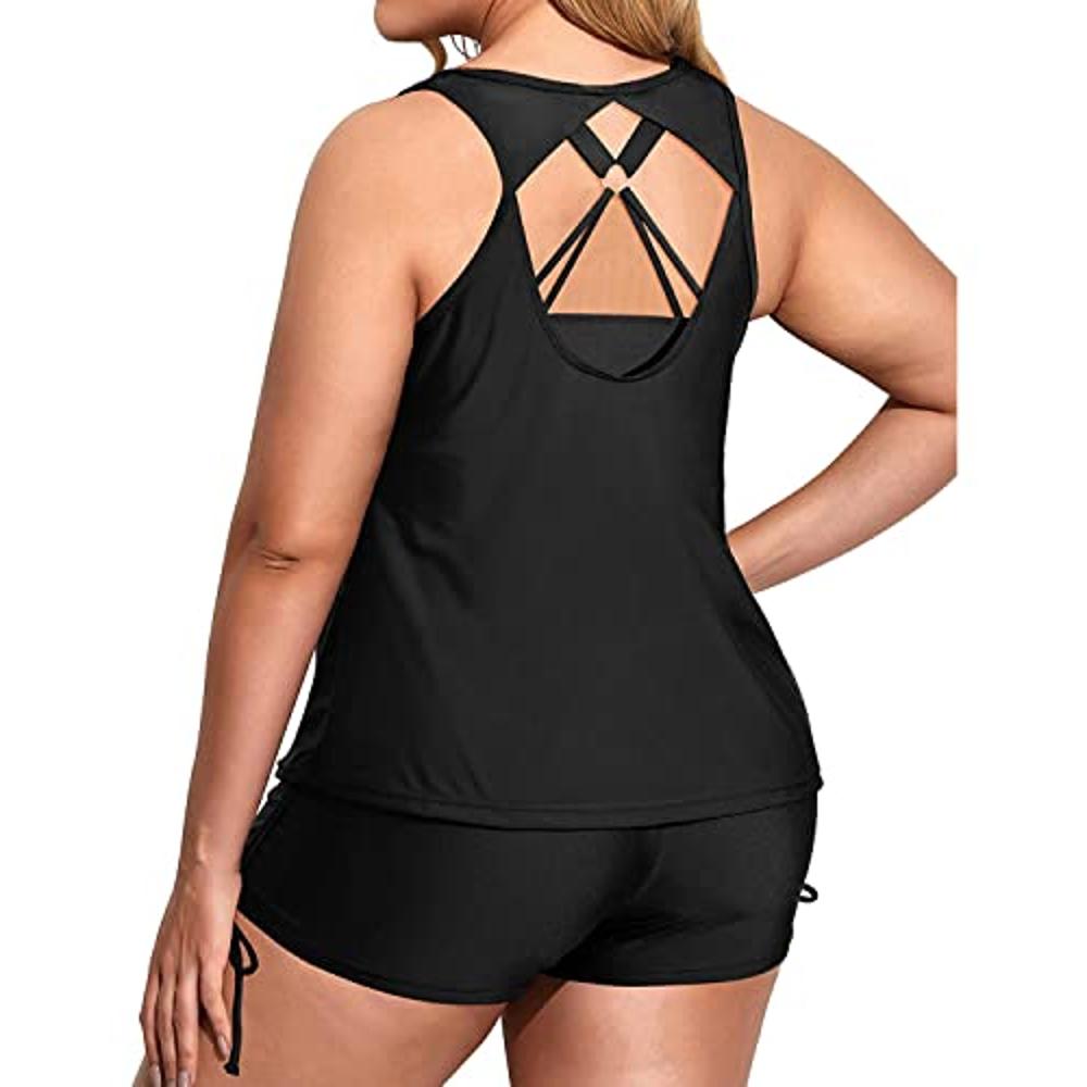 Holipick - Traje de baño tankini de cuello alto para mujer, con control de  abdomen, sin mangas