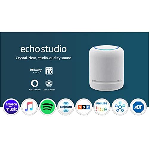  Echo Studio, Our best-sounding smart speaker ever - With Dolby  Atmos, spatial audio processing technology, and Alexa